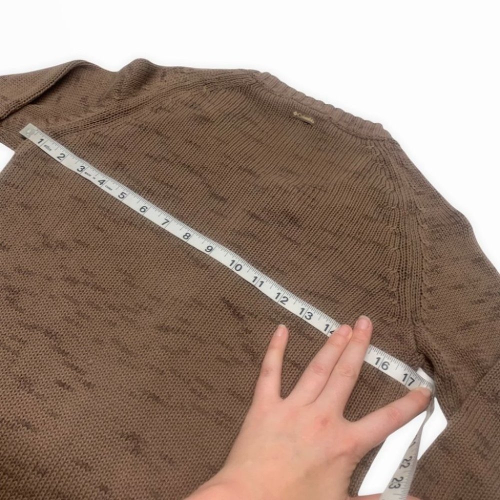 • Columbia Sweater Button Front Kangaroo Pocket 3/4 Sleeve Brown sw - Picture 5 of 9